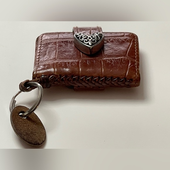 Vintage Brighton “One World” Faux-Croc Key Chain Purse Charm w/ Photo Locket - Picture 2 of 12